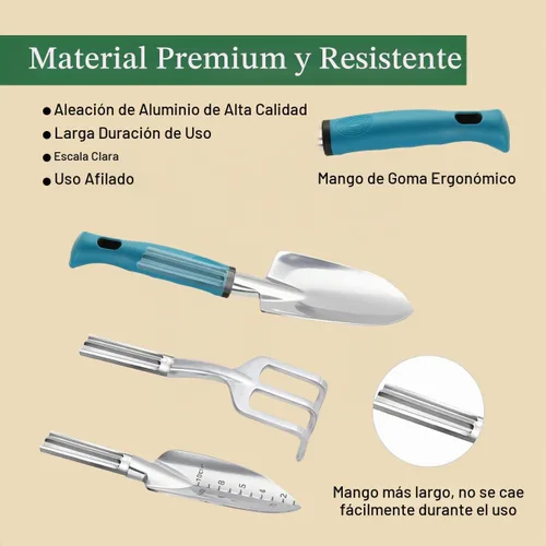 Vista 3 de Housolution - Juego de herramientas de jardinería, 8 piezas, regalos de jardinería para mujeres, azul y negro