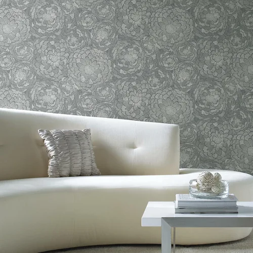 Vista 4 de RoomMates RMK12109WP - Papel tapiz para despegar y pegar, color gris Zen Dahlia
