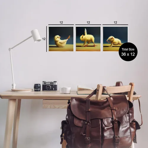 Vista 3 de Stupell Industries Yoga Chick Trio Painting Funny Farm Animals Stretching, placa de pared con diseño de Lucia Heffernan, 12 x 12 pulgadas