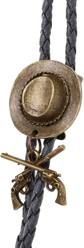 Vista 227 de Jeilwiy Corbata de bolo para hombre, corbata de vaquero occidental, collar de corbata de bolo dorado, corbata de cuero, corbata de Halloween