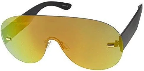 Vista 3 de Futuristic Rimless Frame Mono Lens Aviator Shield Sunglasses 71mm
