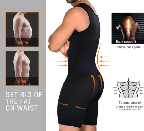 Vista 4 de NonEcho Body de adelgazamiento para hombre, con control de abdomen, talla grande