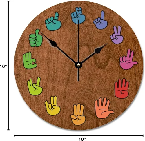 Vista 7 de ASL - Reloj de pared de grano de madera de 10 pulgadas, reloj de pared de arco iris, funciona con pilas, sin tictac, reloj de madera vintage