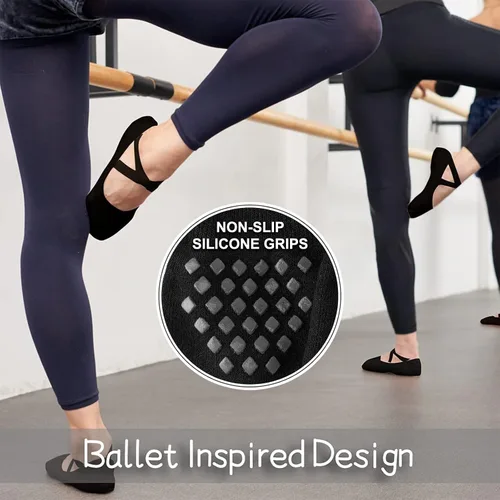 Vista 4 de Diu Life Calcetines de yoga con agarre para mujer, antideslizantes, pilates, entrenamiento, barra pura, ballet, danza, hospital