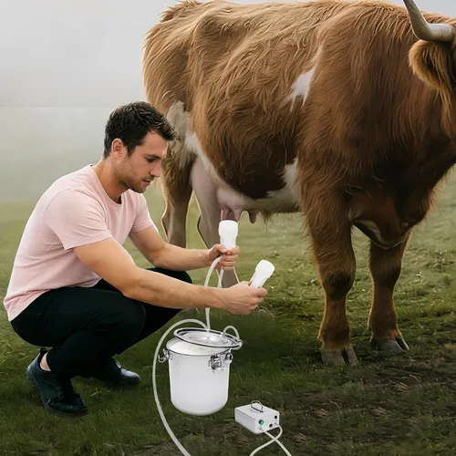 Vista 2 de Milk Machine, 5L Vacuum Goat Milking Kit, 110V, Farm, Backyard Use