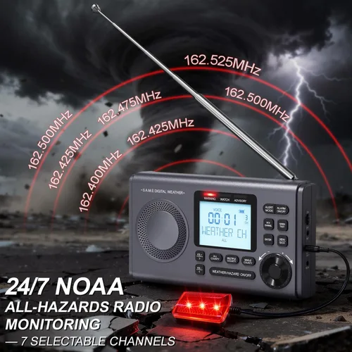 Vista 11 de RunningSnail - Radio meteorológica NOAA con más de 80 alertas de emergencia, 23 códigos de condado de programación localizada S.A.M.E, respaldo