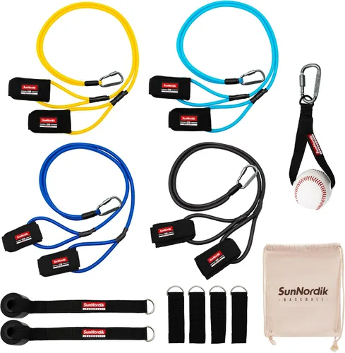 Vista 13 de SunNordik Bandas de resistencia para lanzadores, equipo de entrenamiento de béisbol y softbol para mejorar la fuerza del brazo y el entrenamiento