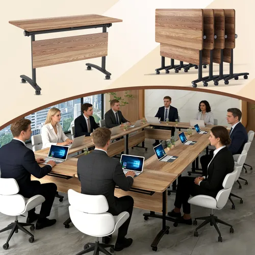 Vista 40 de Paquete de 4 mesas de conferencias plegables, mesa de entrenamiento modular Gris hierro profundo
