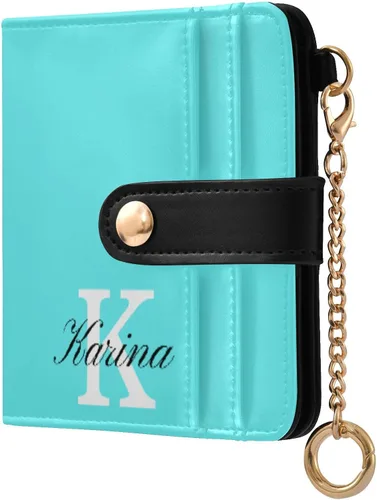 Vista 28 de Sinestour Custom Beige pattern Small Wallet for Women RFID Blocking Leather Bifold Small Purse with Card Holder Zipper Coin Pocket ID Window