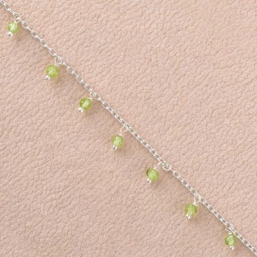 Vista 28 de Yanara Tobilleras de piedras preciosas para mujer, piedra natal natural, chapada en plata, joyería hecha a mano en 8.5 + 1.5 pulgadas, cristales