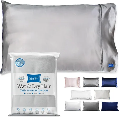 Vista 11 de DryZzz Juego de 2 fundas de almohada impermeables de tamaño King de 35 x 19 pulgadas, absorbente de doble cara para cabello húmedo y seco, poliéster