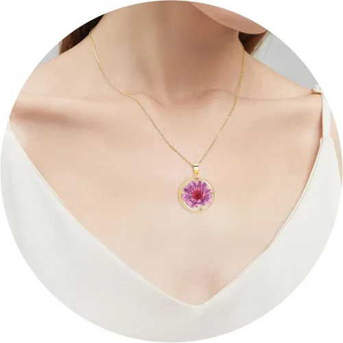 Vista 33 de Pressed Flower Necklace Gift for Women Personalized Handmade Necklaces Birth Flower Necklace