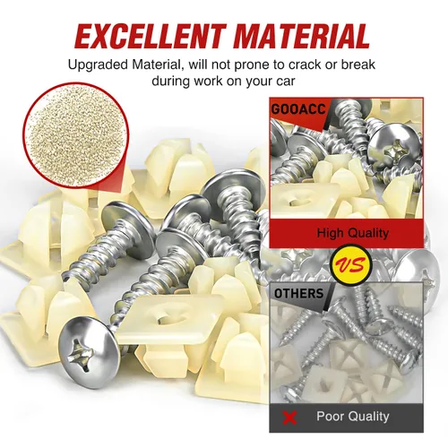Vista 4 de Nilight Kit de tornillos para matrícula, tornillos de acero inoxidable con tuercas de nailon para sujetar placas delanteras y traseras