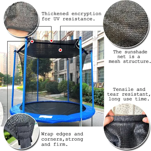 Vista 4 de Cubierta de Sombra para Trampolín, Cubierta de Trampolín para 8FT 10FT 12FT 14FT 16FT Poste Recto Trampolín Redondo Protección Solar, Fácil