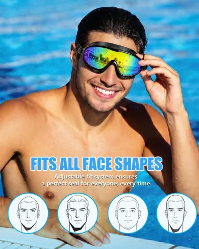 Vista 5 de Aegend Gafas de natación para adultos y jóvenes, paquete de 2 gafas de natación antivaho anti-UV para hombres y mujeres
