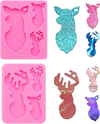 Vista 6 de Angel Wings Molde de silicona de resina súper brillante para mamá y bebé, molde de resina, llavero de resina epoxi, molde de resina epoxi, resina