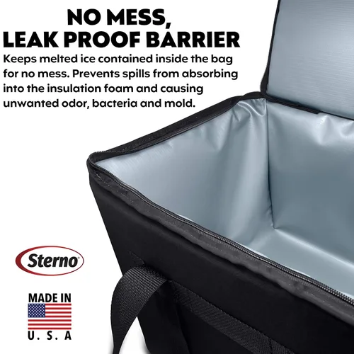 Vista 4 de Sterno Trunk Buddy Organizador aislado a prueba de fugas, bolsa de alimentos fríos y calientes para comestibles, bebidas y más, exterior de tela