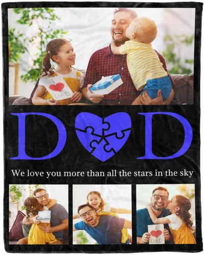 Vista 16 de D-Story Mantas para papá, manta de regalo personalizada de hija, manta para el Día del Padre, regalos para papá de parte de la hija, manta con fotos
