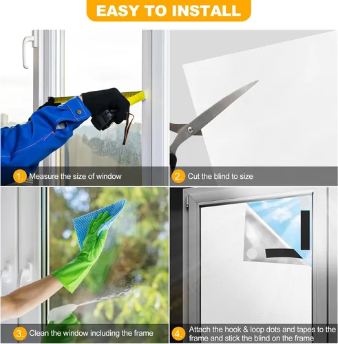 Vista 5 de Persianas opacas para ventana de dormitorio, 157 x 57 pulgadas, 100% opacas, película de papel, cortinas opacas portátiles de viaje, cortinas opacas