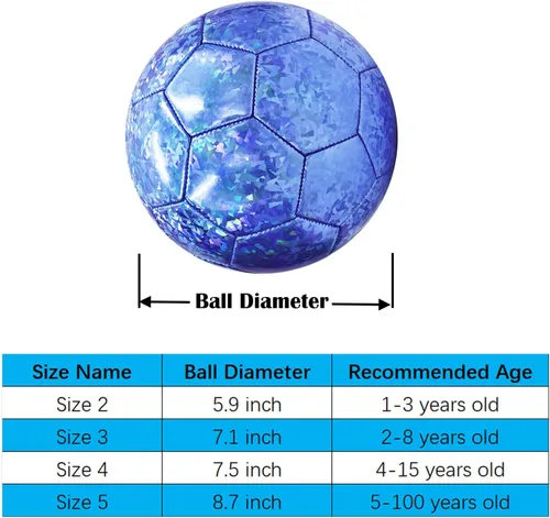 Vista 2 de ABAJI Balón de fútbol tamaño 3 4 5 patrón brillante cuero suave práctica entrenamiento regalo de fútbol para niños niñas viene con aguja de bomba
