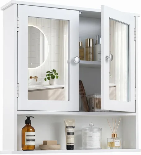 Vista 11 de GLACER - Armario de pared de baño moderno con espejo y estante ajustable Negro