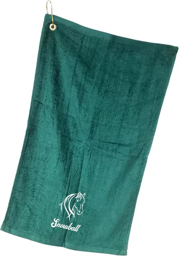 Vista 15 de SONA G DESIGNS Toalla de mano bordada de caballo de algodón con clip - se puede personalizar (Aqua)
