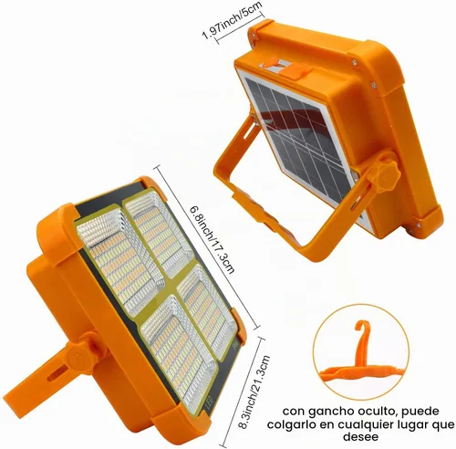 Vista 4 de CREATESTAR Luz Solar Portátil para Acampar con Soporte, Batería Recargable de 100W 12000mAh con 4 Modos, Luces LED Inalámbricas de Inundación