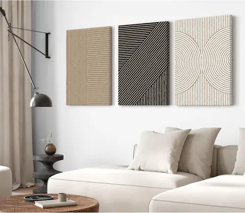 Vista 10 de Imágenes abstractas modernas para pared, arte de pared bohemio y neutro, arte de pared de línea minimalista, arte de pared beige, negro y marrón