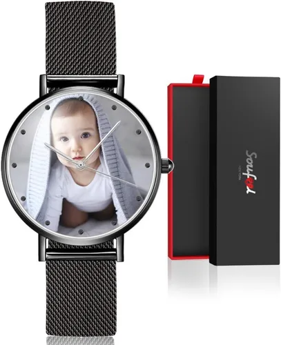 Vista 9 de Soufeel - Reloj de fotos personalizado para mujeres y hombres personalizados grabados relojes de pulsera personalizados de acero inoxidable regalo
