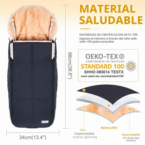 Vista 7 de Orzbow Saco para cochecito, bolsa universal para bebé, manta resistente a Negro
