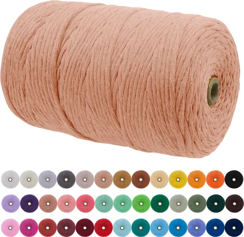 Vista 179 de JeogYong Cordón de macramé de un solo hilo 3 mm x 109 yardas (328 pies) Cuerda de algodón suave Hilo de macramé de 3 mm, suministros de macramé
