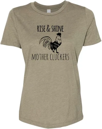 Vista 22 de Cute Women's Screen Printed Crew Neck Tee, Shirts With Sayings, Dusty Blue or Olive
