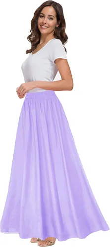 Vista 3 de Sinono - Maxi falda retro de chifón para mujer, falda vintage hasta el tobillo