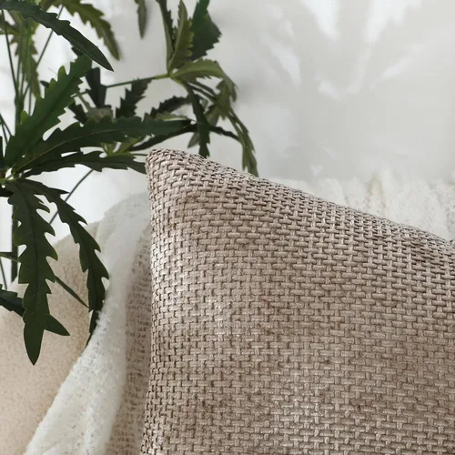 Vista 2 de Stellhome - Juego de 2 fundas de cojín decorativas con textura trenzada de chenille suave, fundas de acento de lujo para sala de estar, sofá, cama