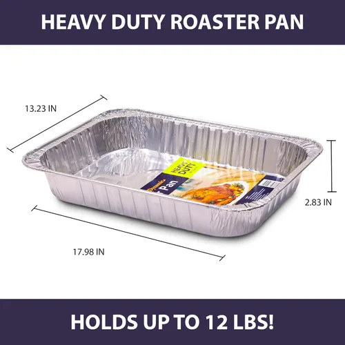 Vista 2 de Dynamic Sartén de aluminio resistente (paquete de 24) bandeja de 17.98 x 13.23 x 2.83 pulgadas, para asar, tamaño compacto, apto para horno