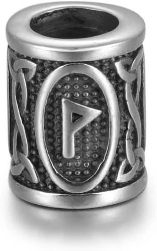 Vista 18 de 5 cuentas vikingas de acero inoxidable, cuentas espaciadoras de metal, cuentas espaciadoras de agujero grande, cuentas de tubo de plata antigua