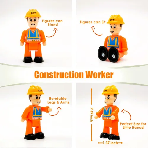 Vista 3 de FUNERICA Figuras de juguete para trabajadores de la construcción, figuras de personas en miniatura, paquete de 4