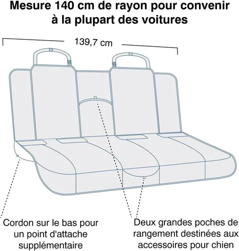 Vista 2 de Kurgo Funda de asiento para perro Fundas de asiento de banco de automóvil para mascotas Protector de funda de asiento trasero para perros
