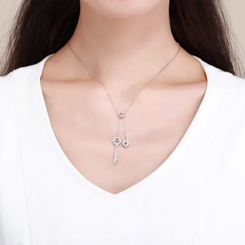 Vista 6 de BISAER Collar de plata de ley 925 con dije de corazón y flecha de amor con dije de corazón y circonita cúbica ajustable para mujer