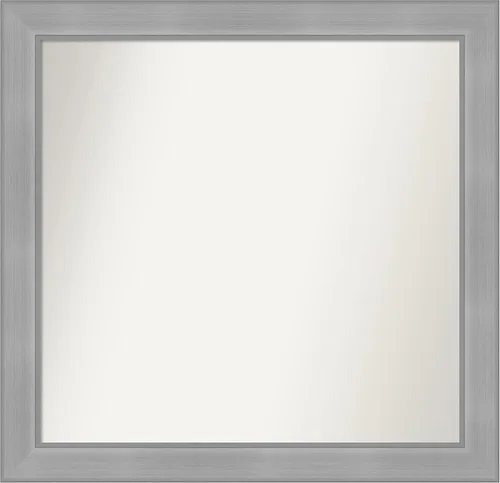 Vista 245 de Amanti Art Espejo de baño plateado para sobre el fregadero, 24 x 24 pulgadas, espejo cuadrado de peltre forjado a medida, marco de madera casual