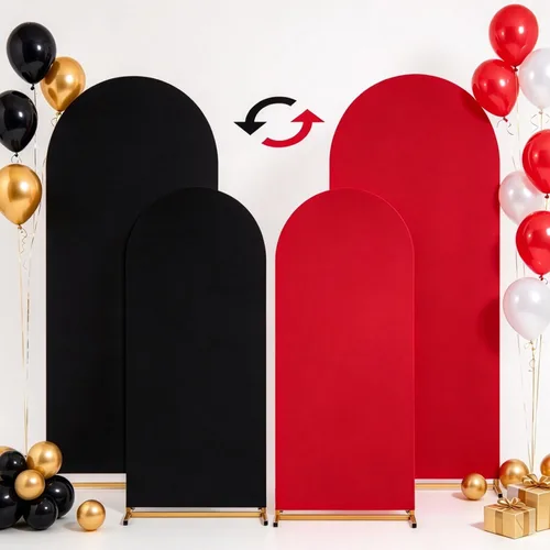 Vista 8 de SoarDream Cubierta de telón de fondo de arco de elastano beige ajustada 5 pies, cubierta de arco de boda globo con parte superior redonda, tela