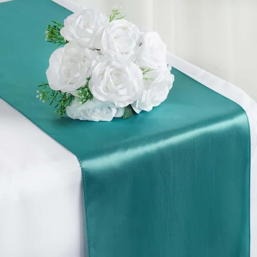 Vista 9 de Efavormart - 5 piezas de camino de mesa de satén de alta calidad para bodas, fiestas de cumpleaños, ajuste rectangular y mesa redonda, 12 x 108