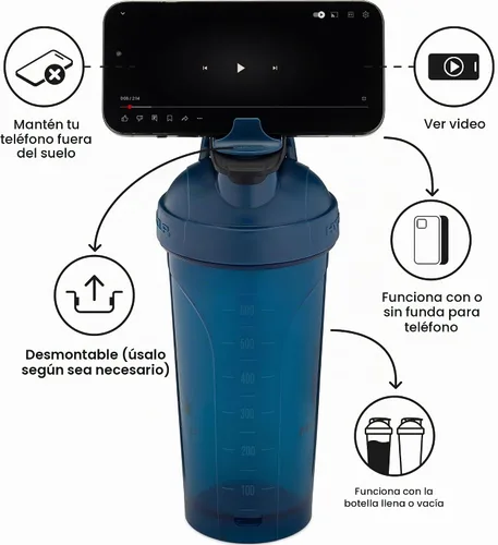Vista 4 de Hydra Cup Paquete de 2 botellas mezcladoras de proteínas de 28 onzas Rojo y azul