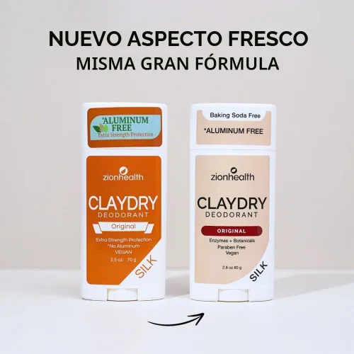 Vista 2 de Clay Dry Silk Desodorante Original Zion Health en barra de 2.8 onzas