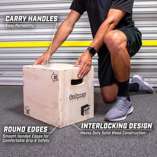 Vista 4 de GoSports Fitness Caja de salto pliométrica 3 en 1 - Pequeña, estándar o XL - Caja de lanzamiento para ejercicios de todos los niveles de habilidad