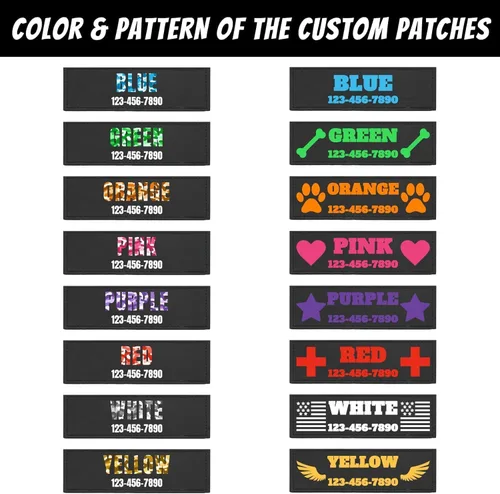 Vista 6 de Collar táctico personalizado para perro con parches de nombre y números, collar personalizado resistente con hebilla de cinturón de metal de 2 pines