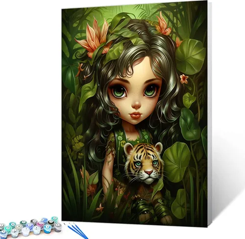 Vista 13 de Kit de pintura por números, lienzo de 16 x 20 pulgadas, pintura al óleo para niños, 16 x 20 pulgadas, pintura al óleo para adultos, adultos