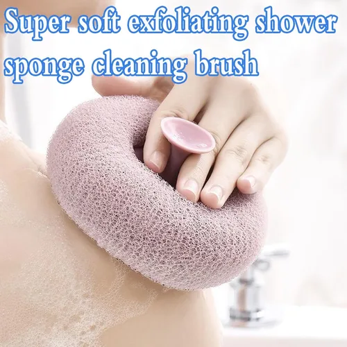 Vista 5 de 4 cepillos de ducha exfoliantes, cepillo de limpieza de esponja de baño súper suave, cepillo de limpieza de esponja de baño exfoliante para masaje