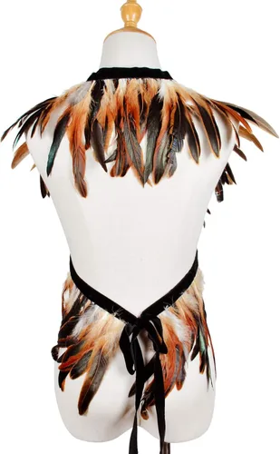Vista 4 de LVOW Disfraz maléfico con diseño de boa de plumas para Halloween