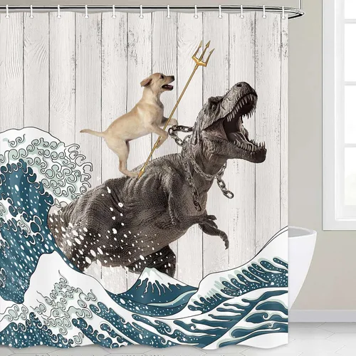 Vista 7 de Boziqr Divertidas cortinas de ducha para baño, bonita cortina de baño de elefante, luna, bosque, decoración rústica de granja, tela de poliéster